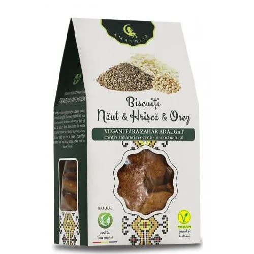 Biscuiti Vegani cu Naut, Hrisca si Orez 150gr Hiper Ambrozia