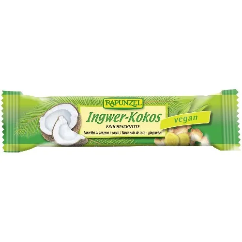 Baton cu ghimbir si cocos Vegan, 40g, Rapunzel
