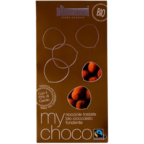 Praline Alune de Padure Invelite in Ciocolata Neagra Eco 100g Damiano