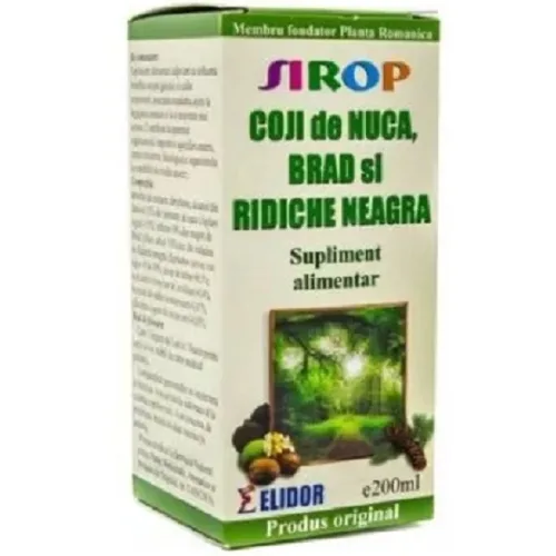 Sirop Coji de Nuca, Ridiche Neagra, Brad si Miere 200ml Elidor