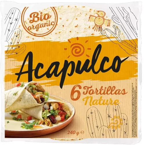 Lipii Tortilla Bio cu Tarate de Grau 6Buc 240gr Acapulco 