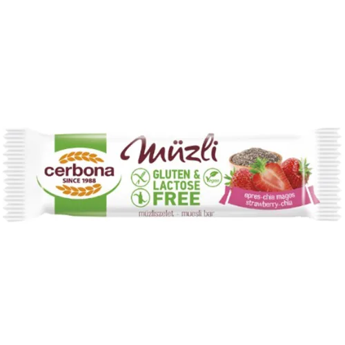 Baton Cereale cu Chia si Capsuni fara Gluten 35g Cerbona