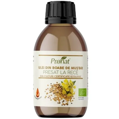 Ulei din boabe de mustar presat la rece, eco, 100ml Pronat