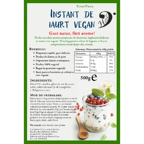 Instant de Iaurt Vegan, 500gr, Hapax