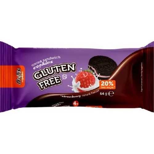Biscuiti cu Crema de Capsuni fara Gluten, 64g, Bob`s Foods