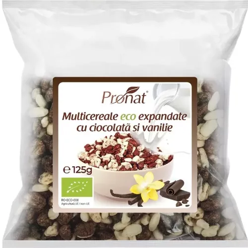 Pufarine Multicereale Ciocolata Vanilie Eco 125g, Pronat