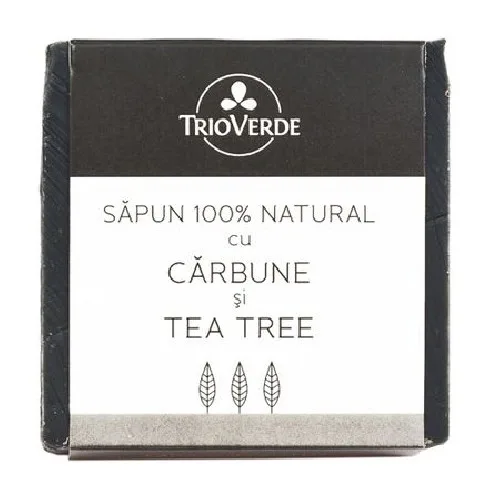 Sapun Bio cu Carbune si Tea Tree, 110gr, Trio Verde