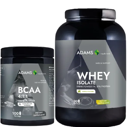Pachet Izolat proteic din zer, vanilie, 908g & BCAA 4:1:1 (fara aroma), 400g