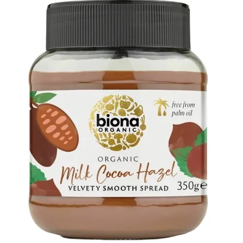 Crema de ciocolata cu lapte si alune de padure, Eco, 350g, Biona