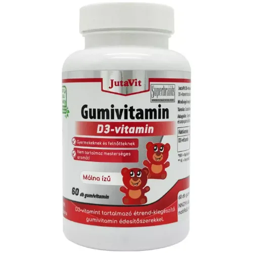Vitamina D3 Gumata cu Gust de Zmeura 60cp Jutavit