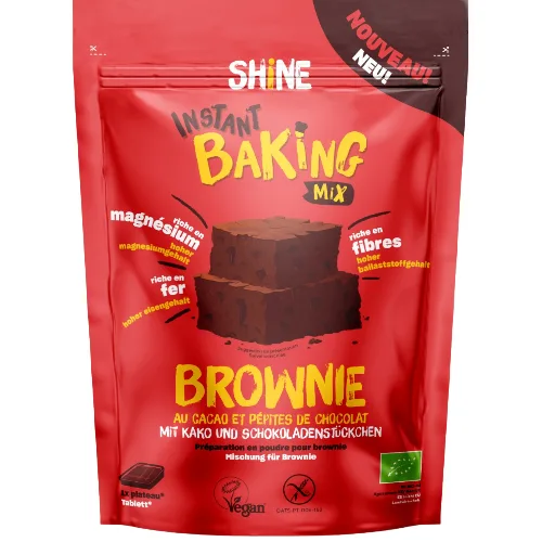 Amestec Instant pentru Brownie cu Cacao si Bucati de Ciocolata Bio 350g Shine