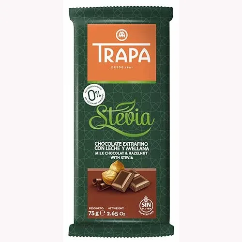 Ciocolata Lapte cu Alune si Stevie 75g Trapa 