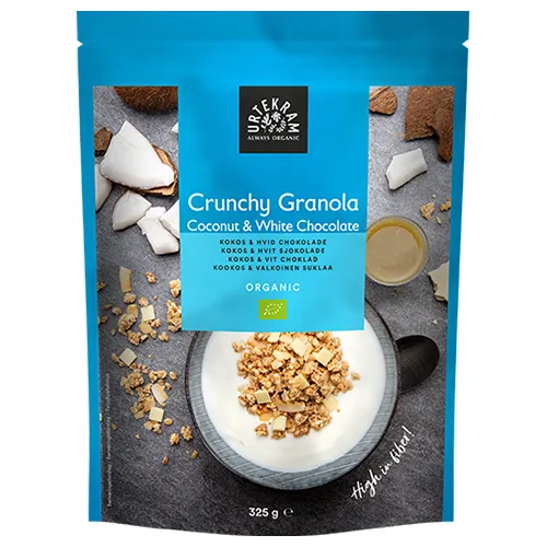 Urtekram Bio Granola Cocos Ciocolata Alba 325G, Maroza