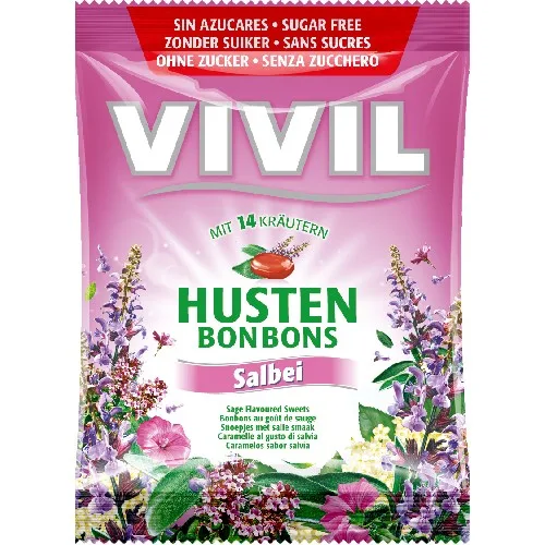 Bomboane Salvie cu Vitamina C fara Zahar, 80gr, Vivil