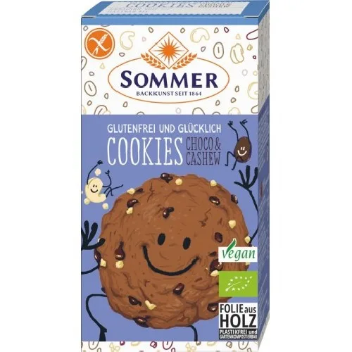 Biscuiti Bio fara gluten cu ciocolata si caju, 125g, Sommer