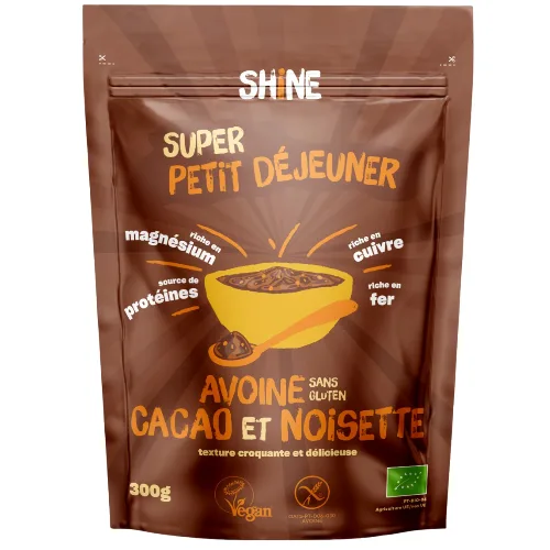 Cereale Instant cu Ovaz Cacao si Alune de Padure Bio 300g Shine