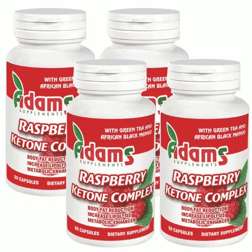 Pachet Raspberry Ketone Complex 4 x 60 cps., Adams Supplements