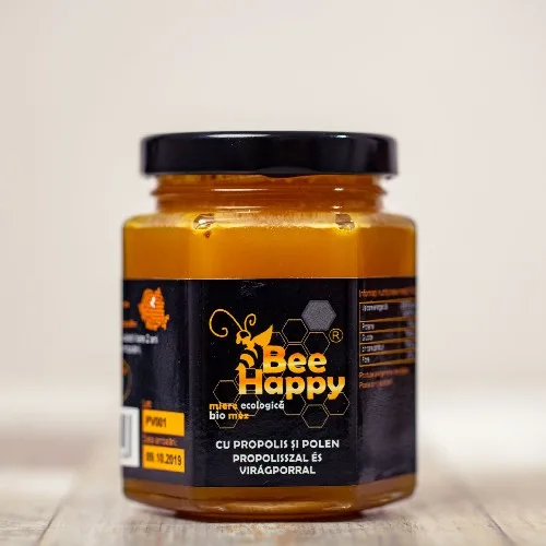 Miere de Salcam cu Propolis si Polen, 250g, Bee Happy