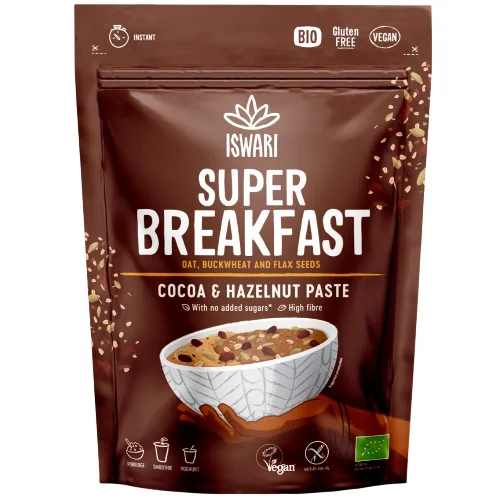 Mic Dejun fara Zahar cu Ovaz Cacao si Unt Alune Padure Eco 360g Iswari