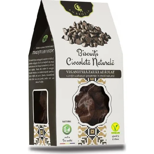 Biscuiti Vegani cu Ciocolata Naturala 150gr Hiper Ambrozia