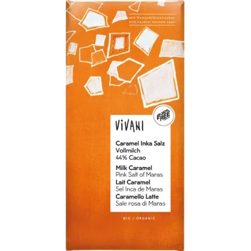 Ciocolata Caramel Sarat Zahar din Flori de Cocos 80gr, Vivani