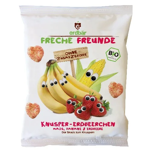 Gustare Crocanta cu Banane si Capsuni Bio 25gr Erdbar