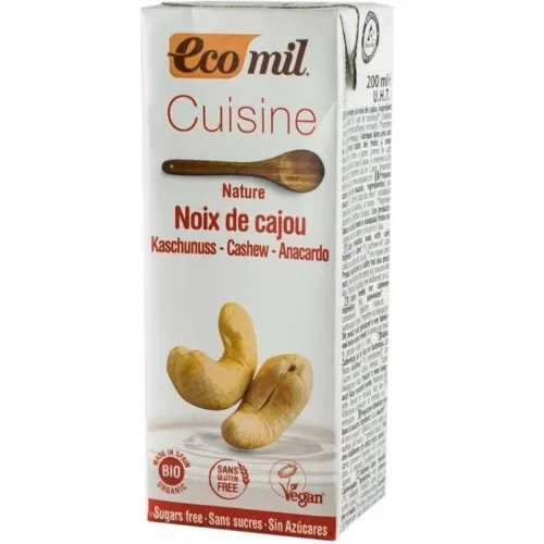 Crema Vegetala Gatit Caju Fara Zahar Bio 200ml, Ecomil