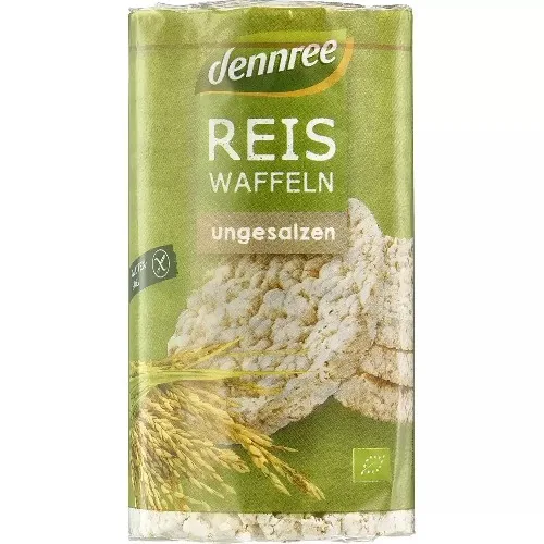 Rondele din orez expandat, fara sare, fara gluten, eco, 100g, Dennree