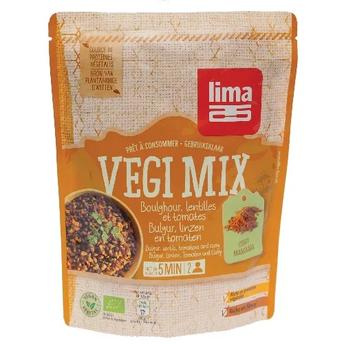 Vegi Mix Curry, Bulgur si Linte Bio 250gr Lima