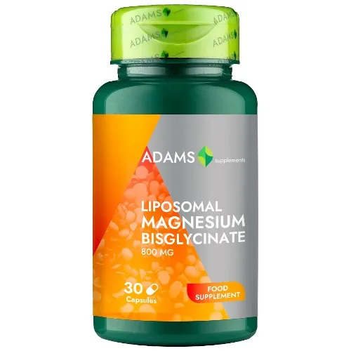 Bisglicinat de Magneziu Lipozomal 800mg, 30cps, Adams Supplements