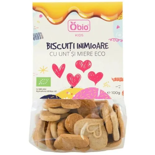 Biscuiti inimioare cu Unt si Miere, eco, 100g, Obio