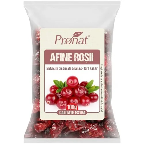 Afine rosii uscate, 100g, Pronat