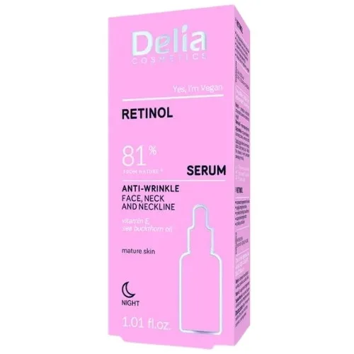 Ser retinol antirid, noapte, pentru fata si decolteu, 30ml, Delia Cosmetics