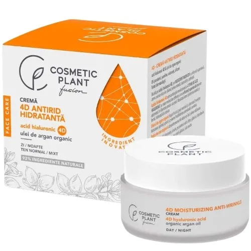 Crema antirid hidratanta cu Hialuronic 4D & ulei de argan, 50 ml, Cosmetic Plant