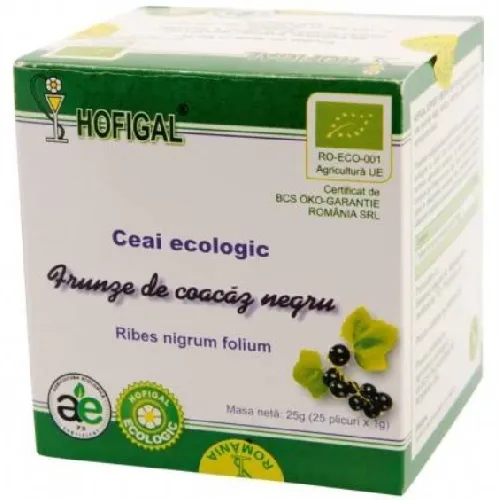 Ceai Ecologic Frunze De Coacaz Negru, 25dz, Hofigal