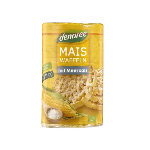Vafe Porumb Expandat cu Sare fara Gluten Eco 120gr Dennree
