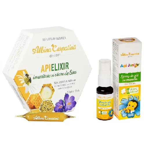 Pachet Apielixir 15x10ml + Spray ApiJunior 20ml Albina Carpatina
