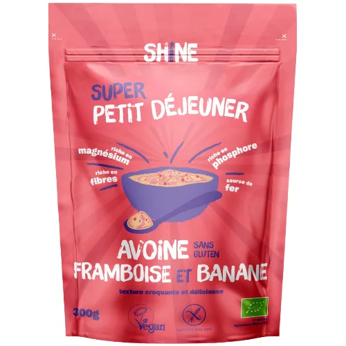 Cereale Instant cu Ovaz Zmeura si Banane Bio 300g Shine