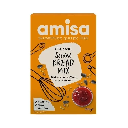 Mix pentru Paine, Fara Gluten cu Seminte Bio, 500gr, Amisa