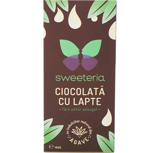Tableta Ciocolata Lapte 40% Indulcitor Agave 100g Sweeteria