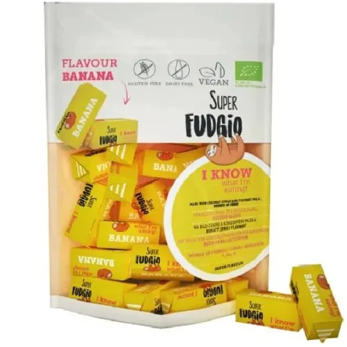 Caramele cu aroma de banane, fara gluten, bio, 150g, Super Fudgio