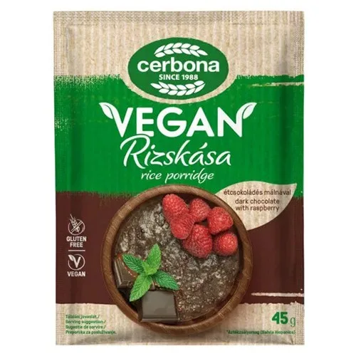 Terci de Orez cu Ciocolata si Zmeura Vegan, 45g , Cerbona 
