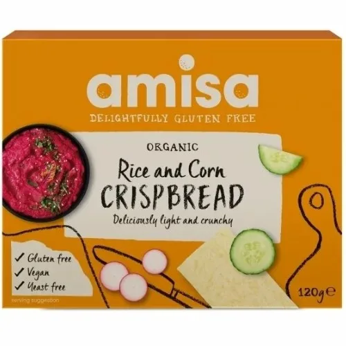 Crispbread din orez si porumb, fara gluten, eco, 120 g, Amisa