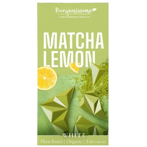 Ciocolata alba cu Matcha si Lamaie, Eco, 60g, Benjamissimo