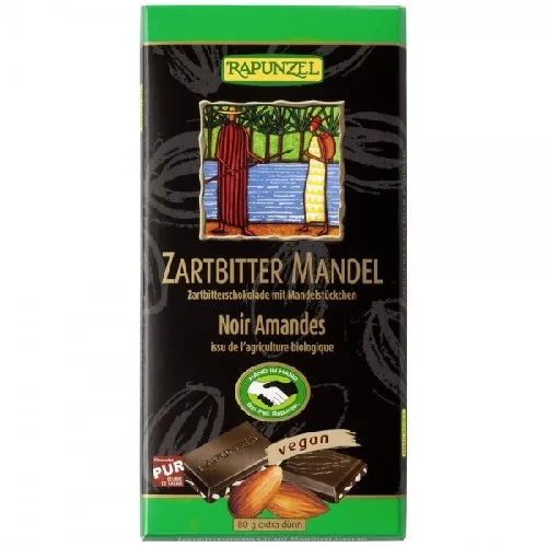 Ciocolata Amaruie 55% cu Migdale 80gr Rapunzel