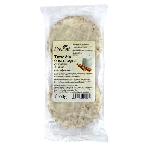 Turte Orez Integral Glazura Iaurt, Scortisoara, 60g, Pronat
