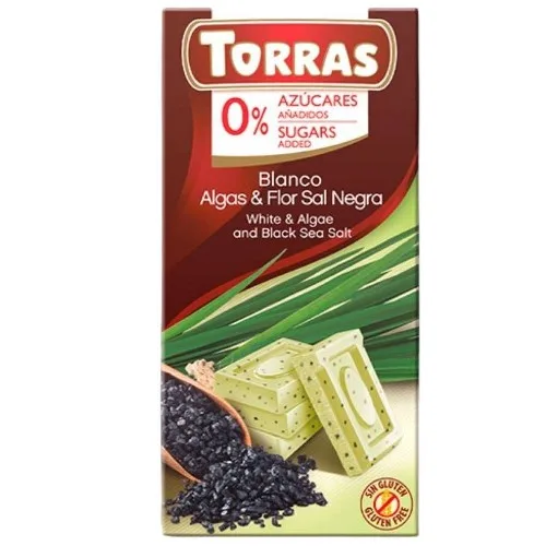 Ciocolata alba cu Alge si Sare de mare, 75g, Torras