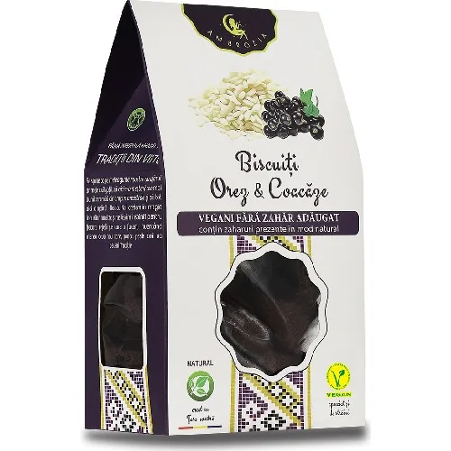 Biscuiti Vegani cu Orez si Coacaze 150gr Hiper Ambrozia