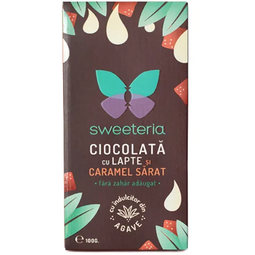 Tableta Ciocolata Lapte Caramel Sarat Indulcitor Agave 100g Sweeteria