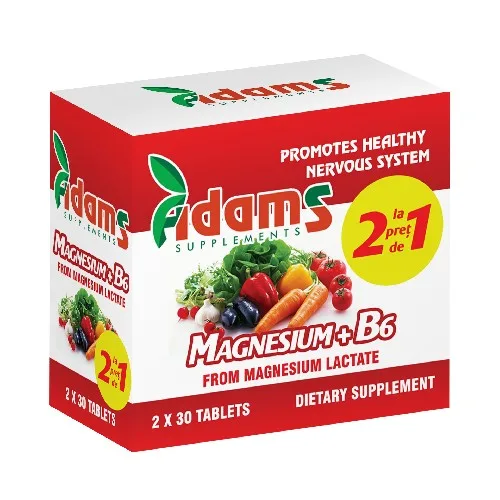 Pachet Magneziu+B6 30tab Adams 1+1 GRATUIT